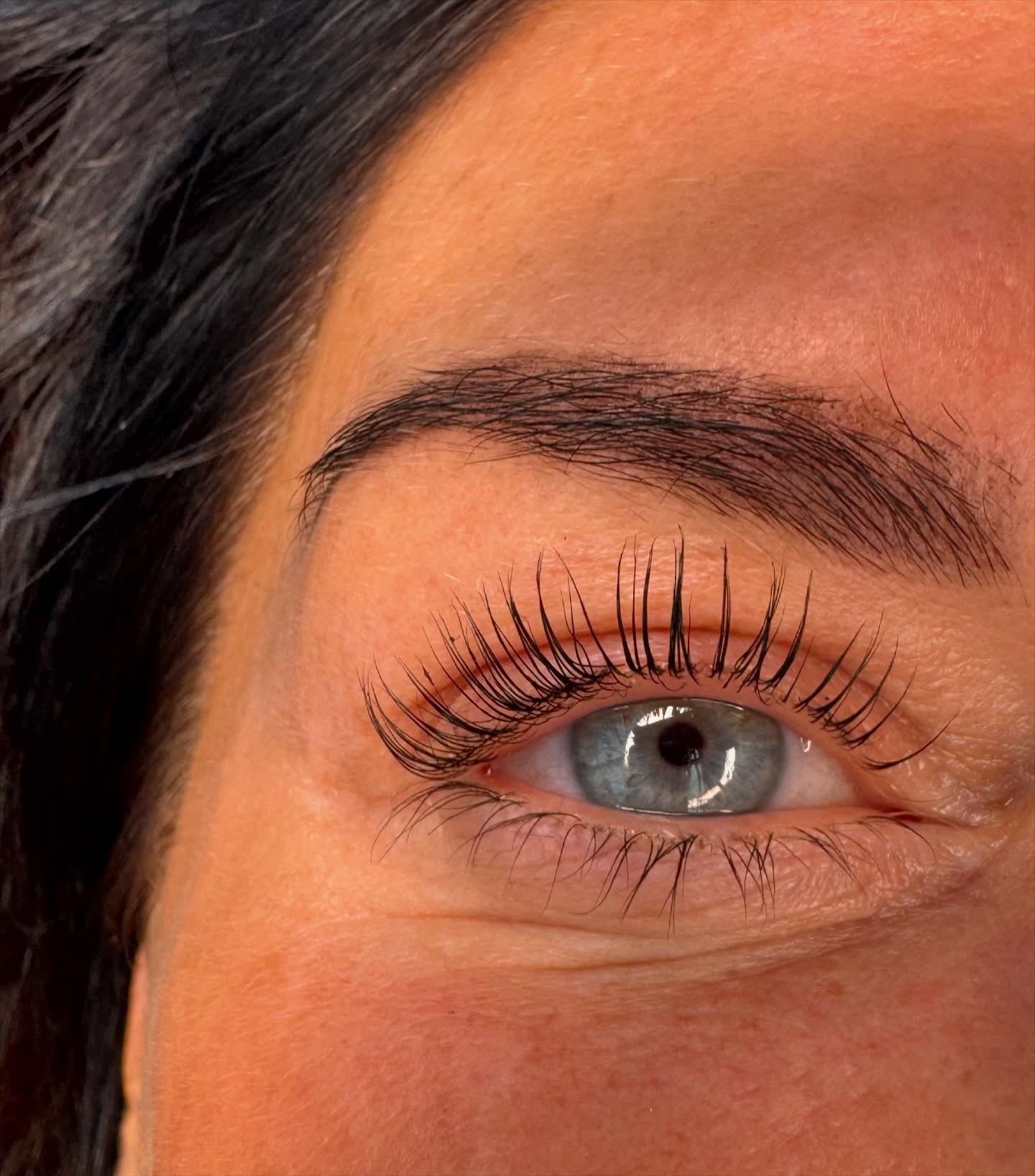 Lash lift close-up result